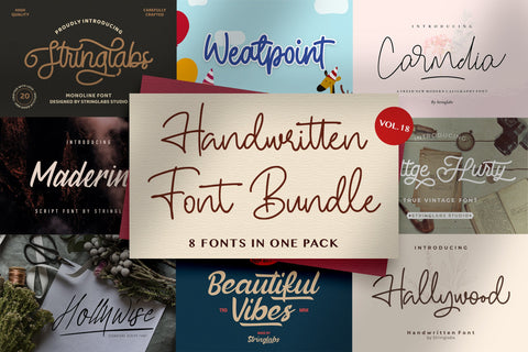 Handwritten Font Bundle Vol 18 Font StringLabs 