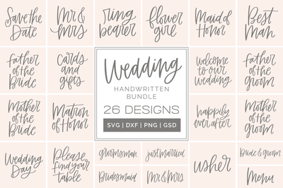 Handwritten Wedding SVG Bundle SVG k.becca 
