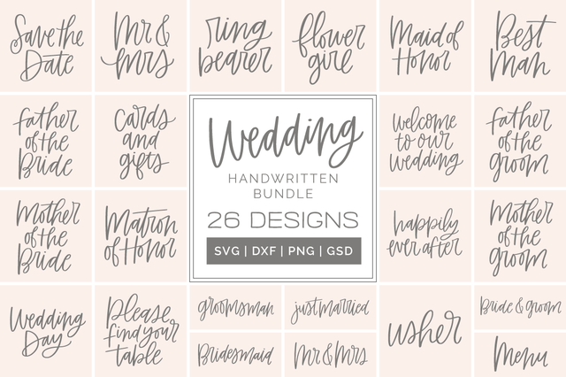 Handwritten Wedding SVG Bundle SVG k.becca 
