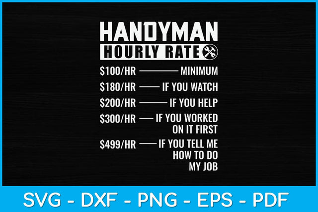 Handyman Hourly Rate Funny Handyman Repairman Svg Design SVG artprintfile 