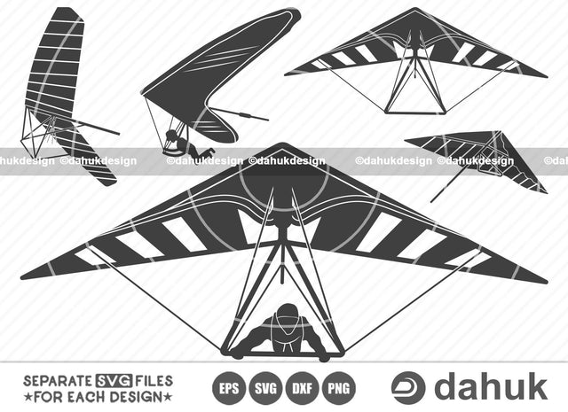 Hang Gliding SVG, Hang Glider SVG, Hang Glider PNG, Hang Gliding Silhouette, Hang Glider Clipart, Hang Glider Files for Cricut, SVG, EPS, DXF, PNG, JPG SVG dahukdesign 