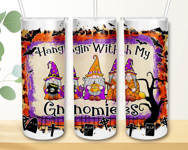 Hangin' With My Gnomies 20 oz Skinny Tumbler Sublimation Design, Gnomes Design Sublimation sassyprint 