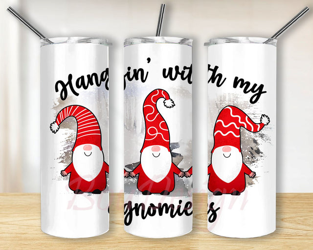 Hangin with my gnomies Straight & Tapered 20 oz Skinny Tumbler Sublimation Digital Design PNG Download Sublimation BouDesign 
