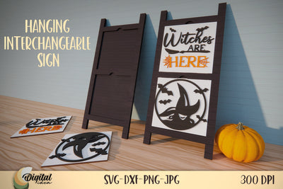 Hanging Interchangeable Sign Laser Cut. Halloween Design Laser Cut SVG Evgenyia Guschina 