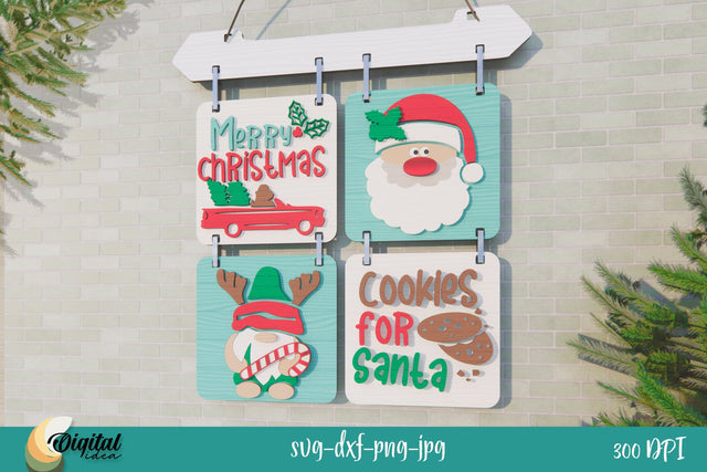 Hanging Interchangeable Signs Christmas. Laser Cut Christmas Decor SVG Evgenyia Guschina 