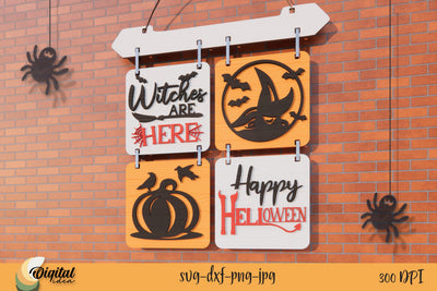 Hanging Interchangeable Signs Halloween. Laser Cut Halloween SVG Evgenyia Guschina 