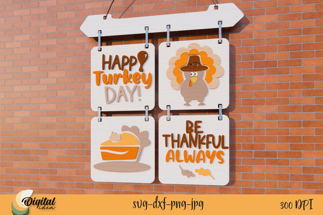 Hanging Interchangeable Signs Thanksgiving. Laser Cut Thanksgiving SVG Evgenyia Guschina 