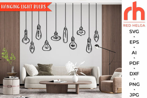 Hanging Light Bulbs SVG, Window Decor Cut File, Ornament on a string DXF SVG RedHelgaArt 