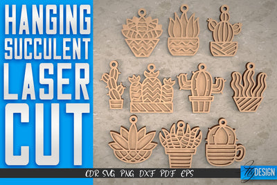 Hanging Succulent Laser Cut SVG | Plants SVG Design | CNC Files SVG Fly Design 