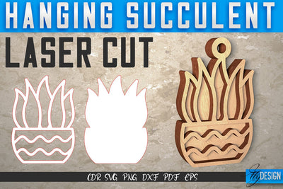 Hanging Succulent Laser Cut SVG | Plants SVG Design | CNC Files SVG Fly Design 
