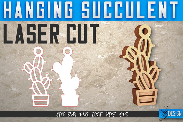 Hanging Succulent Laser Cut SVG | Plants SVG Design | CNC Files SVG Fly Design 