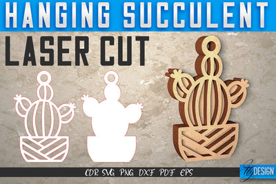 Hanging Succulent Laser Cut SVG | Plants SVG Design | CNC Files SVG Fly Design 