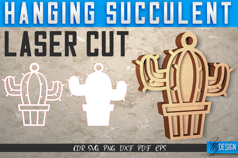 Hanging Succulent Laser Cut SVG | Plants SVG Design | CNC Files SVG Fly Design 
