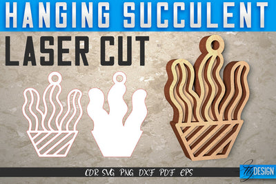 Hanging Succulent Laser Cut SVG | Plants SVG Design | CNC Files SVG Fly Design 