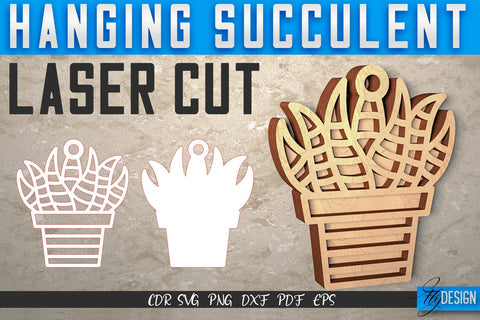 Hanging Succulent Laser Cut SVG | Plants SVG Design | CNC Files SVG Fly Design 