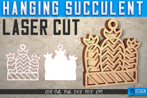 Hanging Succulent Laser Cut SVG | Plants SVG Design | CNC Files SVG Fly Design 
