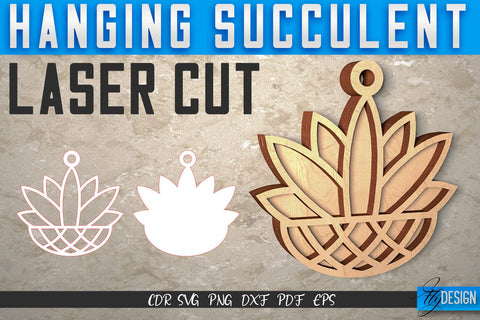 Hanging Succulent Laser Cut SVG | Plants SVG Design | CNC Files SVG Fly Design 