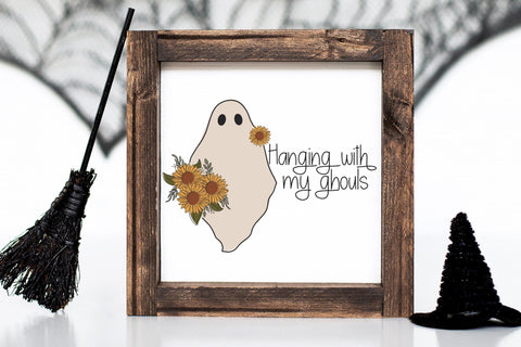 Hanging with my Ghouls, Cute Ghost SVG Halloween Sticker, Cute Halloween SVG SVG Designing Digitals 