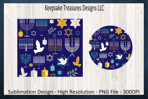 Hanukkah 20oz Straight Tumbler Wrap & Car Coaster, Festival of Lights, Sublimation PNG, Jewish Holiday, PNG Printable, Digital Download Sublimation Keepsake Treasures Designs LLC. 