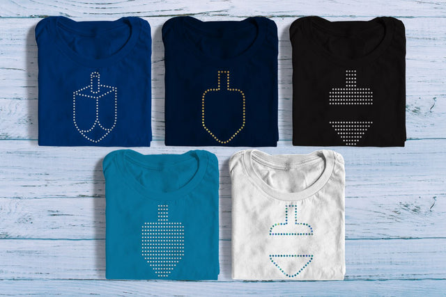 Hanukkah Dreidel Rhinestone Template Mini Bundle SVG Designed by Geeks