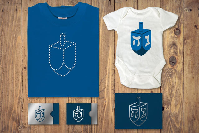 Hanukkah Dreidel SVG TRIO Including Sketch and Rhinestone Versions SVG Designed by Geeks