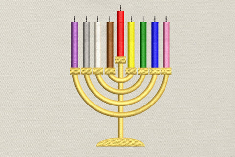 Hanukkah Menorah Applique Embroidery Embroidery/Applique DESIGNS Designed by Geeks 