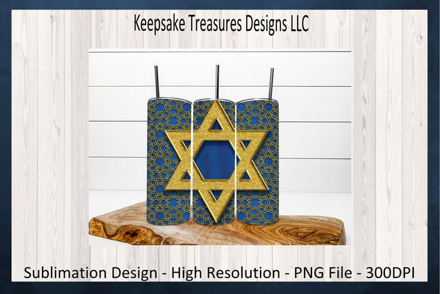 Hanukkah, Star Of David 20oz Tumbler Wrap and Car Coaster, Shalom, Festival Of Lights, Sublimation PNG, Digital Download Sublimation Keepsake Treasures Designs LLC. 