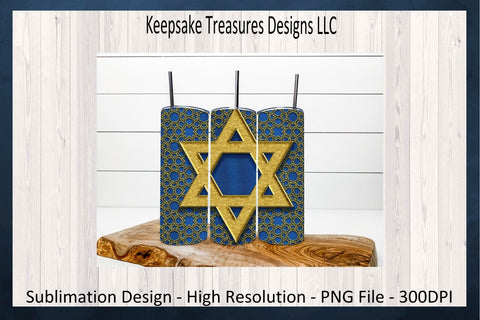 Hanukkah, Star Of David 20oz Tumbler Wrap and Car Coaster, Shalom, Festival Of Lights, Sublimation PNG, Digital Download Sublimation Keepsake Treasures Designs LLC. 