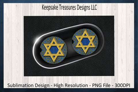 Hanukkah, Star Of David 20oz Tumbler Wrap and Car Coaster, Shalom, Festival Of Lights, Sublimation PNG, Digital Download Sublimation Keepsake Treasures Designs LLC. 