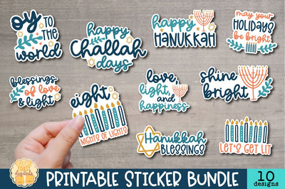 Hanukkah Stickers Bundle | 10 Printable Holiday PNGs Sublimation Cheese Toast Digitals 