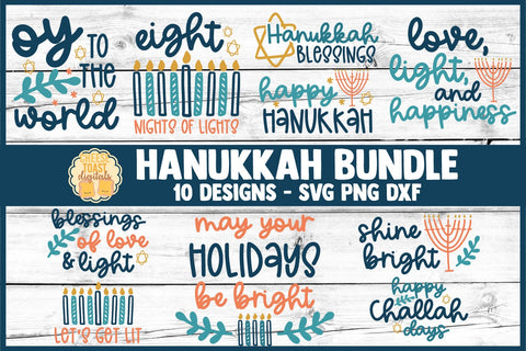 Hanukkah SVG Bundle | 10 Jewish Chanukah Designs SVG Cheese Toast Digitals 