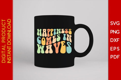 Happiness Comes In Waves Retro Summer Vacation SVG PNG PDF Cut File SVG Creativedesigntee 