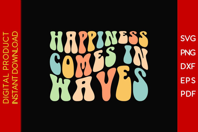 Happiness Comes In Waves Retro Summer Vacation SVG PNG PDF Cut File SVG Creativedesigntee 