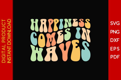 Happiness Comes In Waves Retro Summer Vacation SVG PNG PDF Cut File SVG Creativedesigntee 