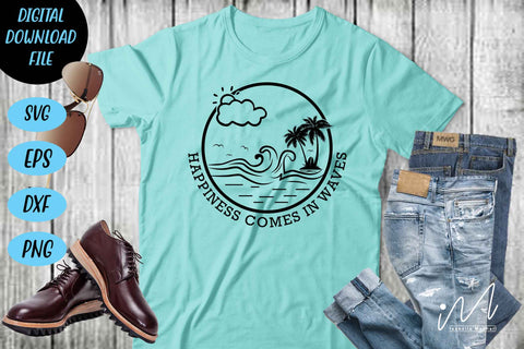 Happiness comes in waves svg, Summer svg, Hello summer svg, summer t shirt, summer mug svg, SVG Isabella Machell 