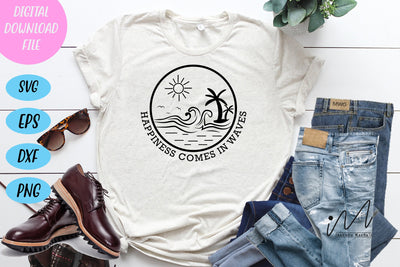 Happiness comes in waves svg, Summer svg, Hello summer svg, summer t shirt, summer mug svg, SVG Isabella Machell 