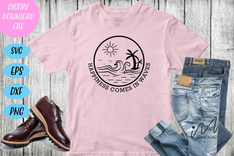 Happiness comes in waves svg, Summer svg, Hello summer svg, summer t shirt, summer mug svg, SVG Isabella Machell 