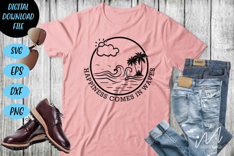 Happiness comes in waves svg, Summer svg, Hello summer svg, summer t shirt, summer mug svg, SVG Isabella Machell 