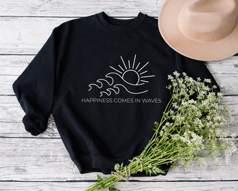Happiness comes in waves svg, vacay vibe svg, summer shirt svg, wave svg, beach svg, sunny svg, shirt design svg, Positive svg, svg cticut SVG Fauz 