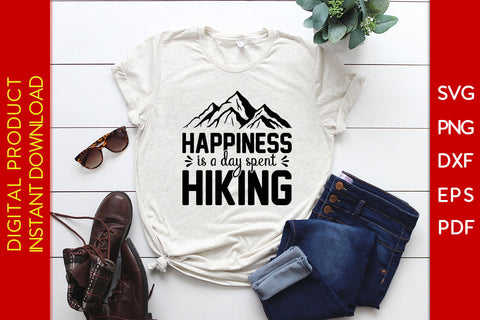 Happiness Is A Day Spent Hiking Summer Vacation SVG PNG PDF Cut File SVG Creativedesigntee 