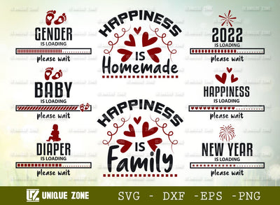 Happiness Is Homemad Svg | Happiness Is Loading | Gender Is Loading | Baby Is Loading | SVG Unique Zone 