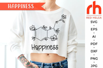 Happiness SVG - Floral Serotonin DXF SVG RedHelgaArt 