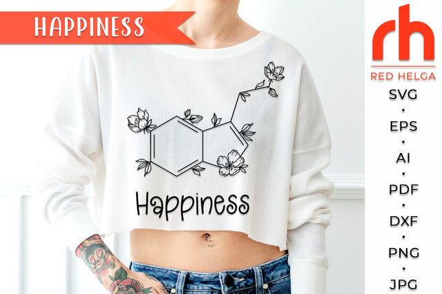 Happiness SVG - Floral Serotonin DXF SVG RedHelgaArt 