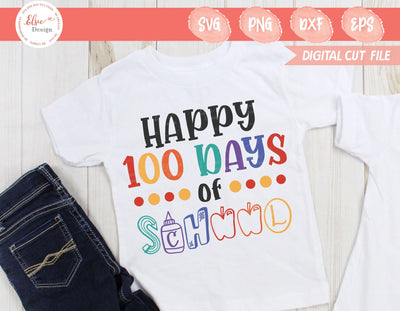 Happy 100 Days Of School - SVG, PNG, DXF, EPS SVG Elsie Loves Design 