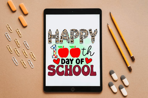 Happy 100 th day of school Sublimation PNG, Sublimation Back To School Design Sublimation Regulrcrative 