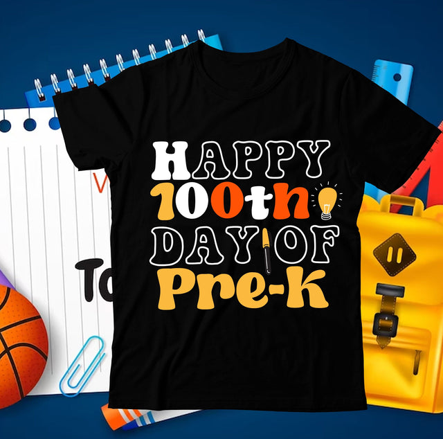 Happy 100th Day of Pre-k SVG Cut File, Happy 100th Day of Pre-k Sublimation , 100 Days of School SVG Bundle ,100 Days of School SVG Bundle Quotes , Funny 100 Days of School SVG Bundle SVG BlackCatsMedia 