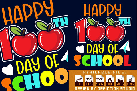 Happy 100th Day of school Shirt, Back to school kids shirt, Kindergarten Kids shirt print template Sketch DESIGN Depiction Studio 