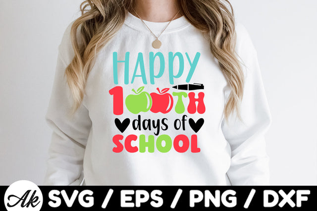 Happy 100th days of school svg SVG akazaddesign 