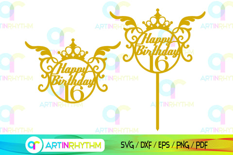 Happy 16th birthday cake topper svg SVG Artinrhythm shop 