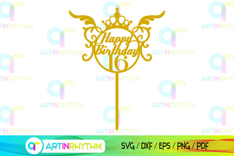 Happy 16th birthday cake topper svg SVG Artinrhythm shop 